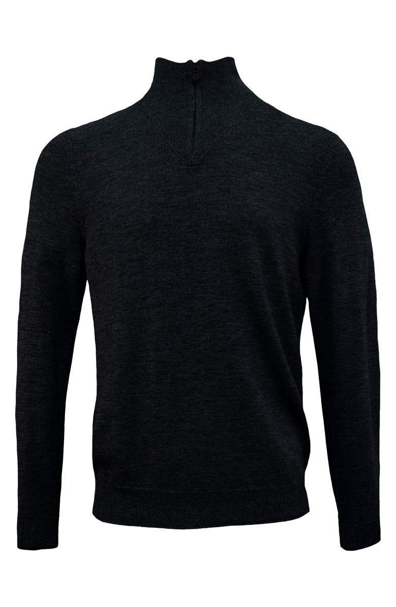 Lords of Harlech Quest Fully Fashioned Quarter-zip Merino Sweater, Main, color, Black Solid