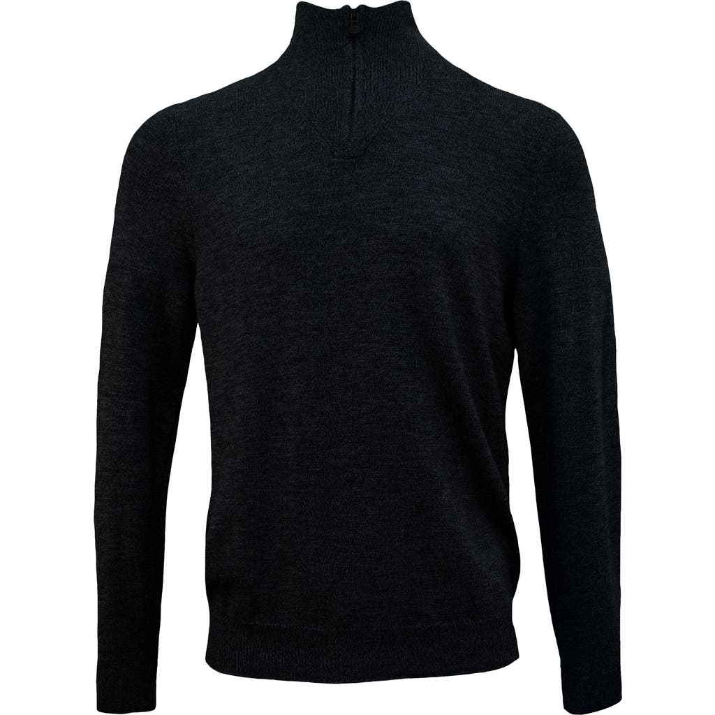 Lords Of Harlech Quest Fully Fashioned Quarter-zip Merino Sweater In Black