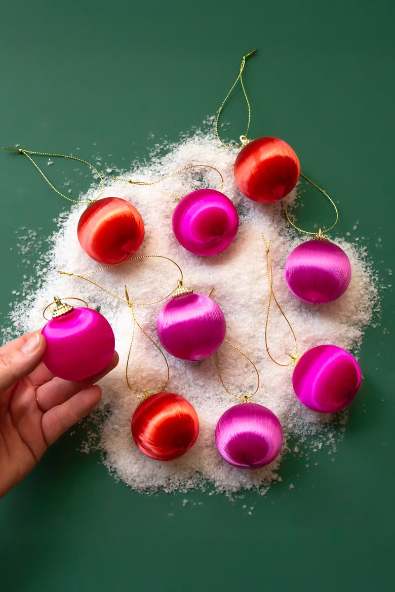 Mini Retro Satin Ornaments, Alternate, color, Brights