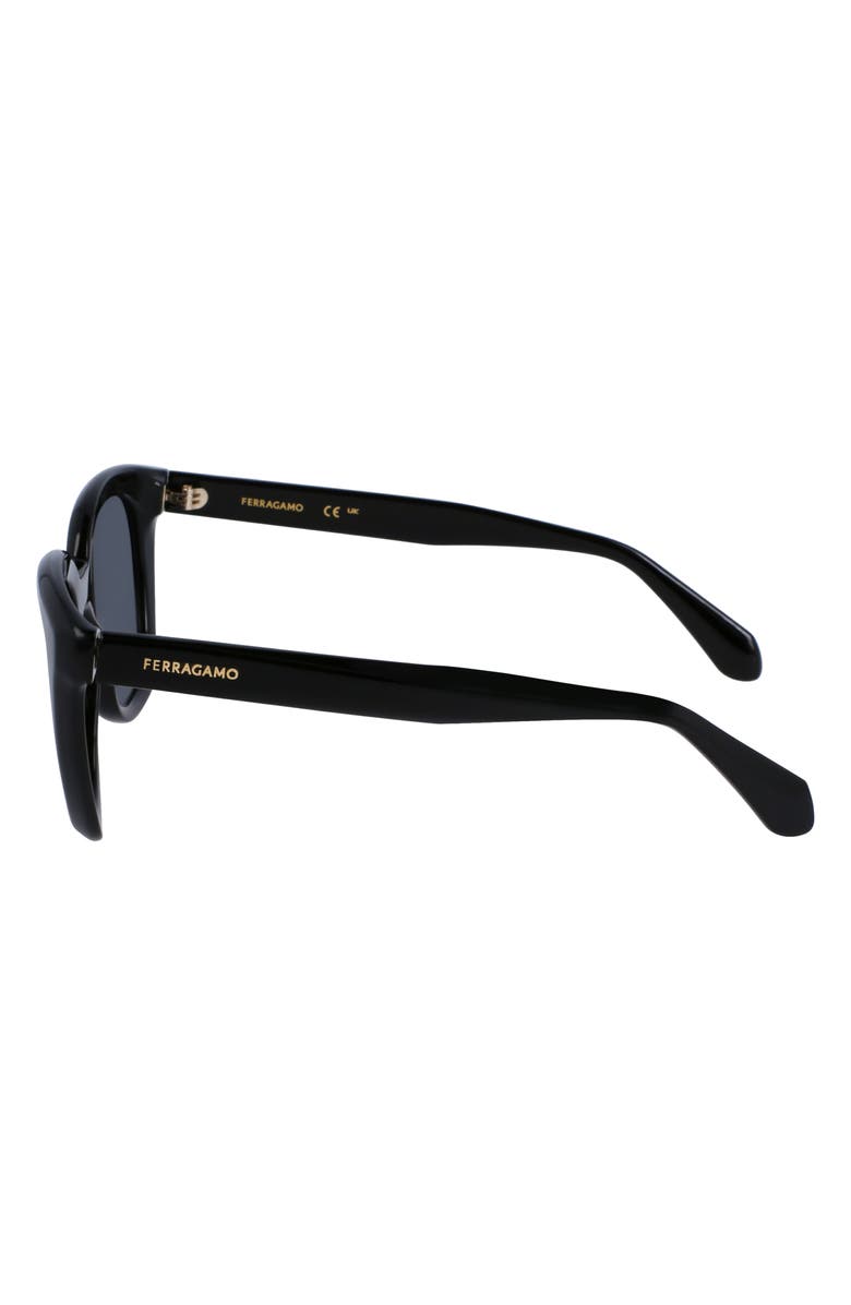 FERRAGAMO Classic Logo Tea Cup 52mm Round Sunglasses, Alternate, color, 