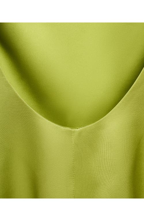 Mango Open Back Long Sleeve Satin Minidress In Green