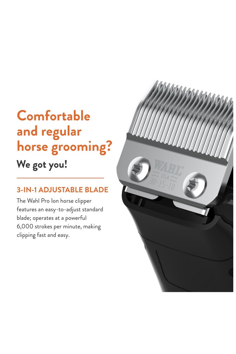 Pro Ion Cordless Rechargeable Equine Grooming Clipper Kit, Alternate, color, Silver