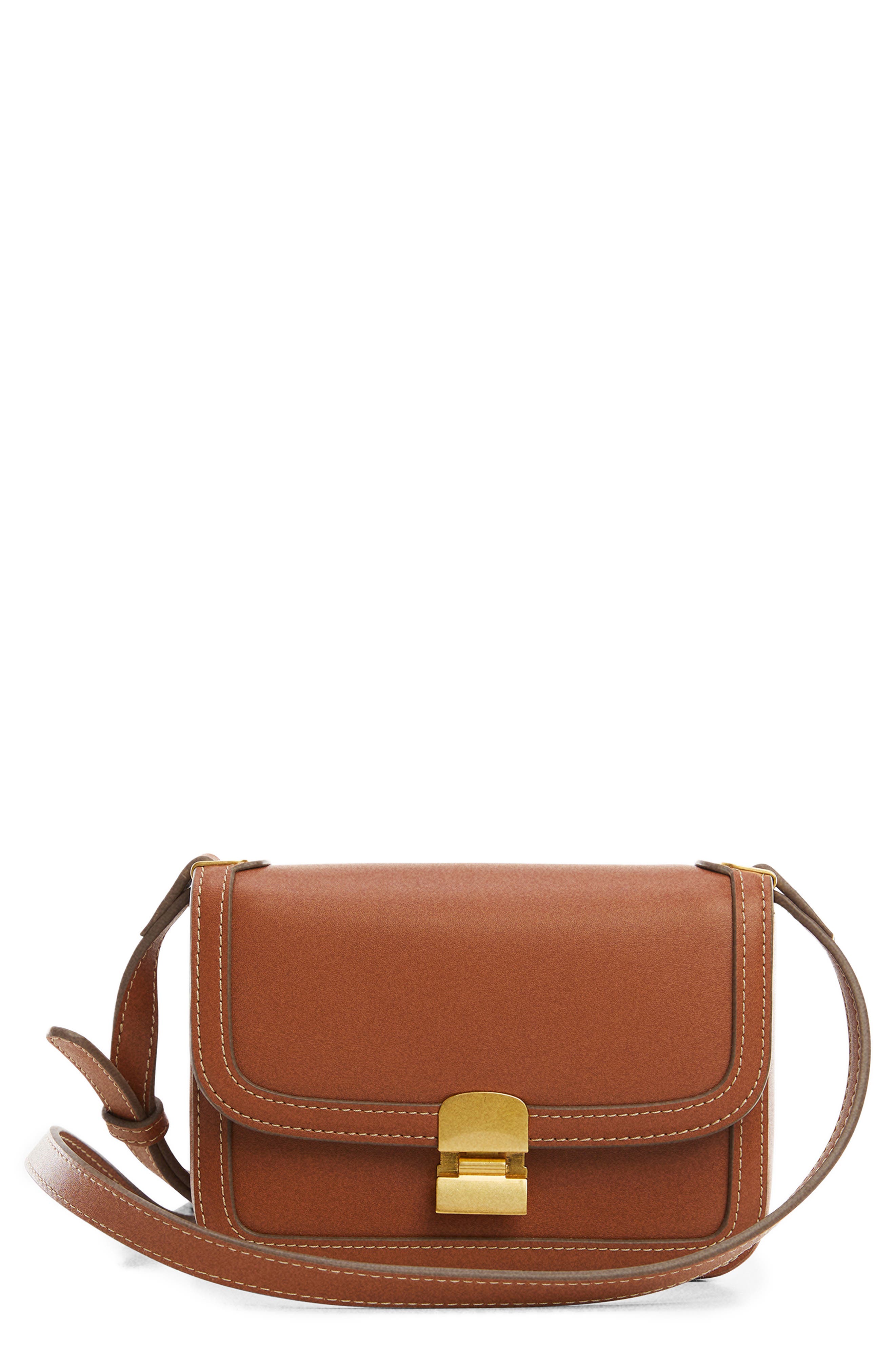 MANGO Faux Leather Crossbody Bag, Main, color, 