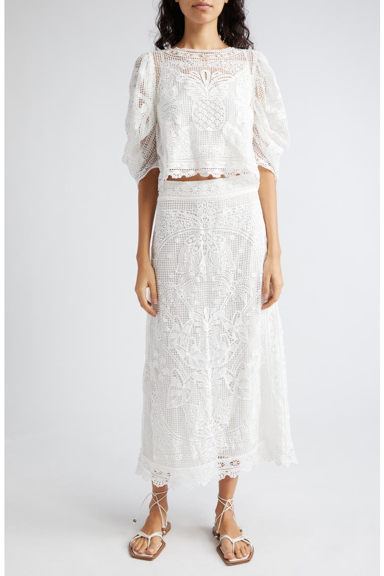 Guipure Lace Crop Top, Alternate, color, WHITE