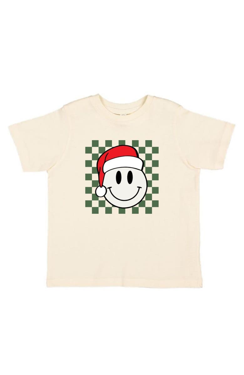 Sweet Wink Santa Smiley Christmas Short Sleeve T-Shirt, Main, color, Natural