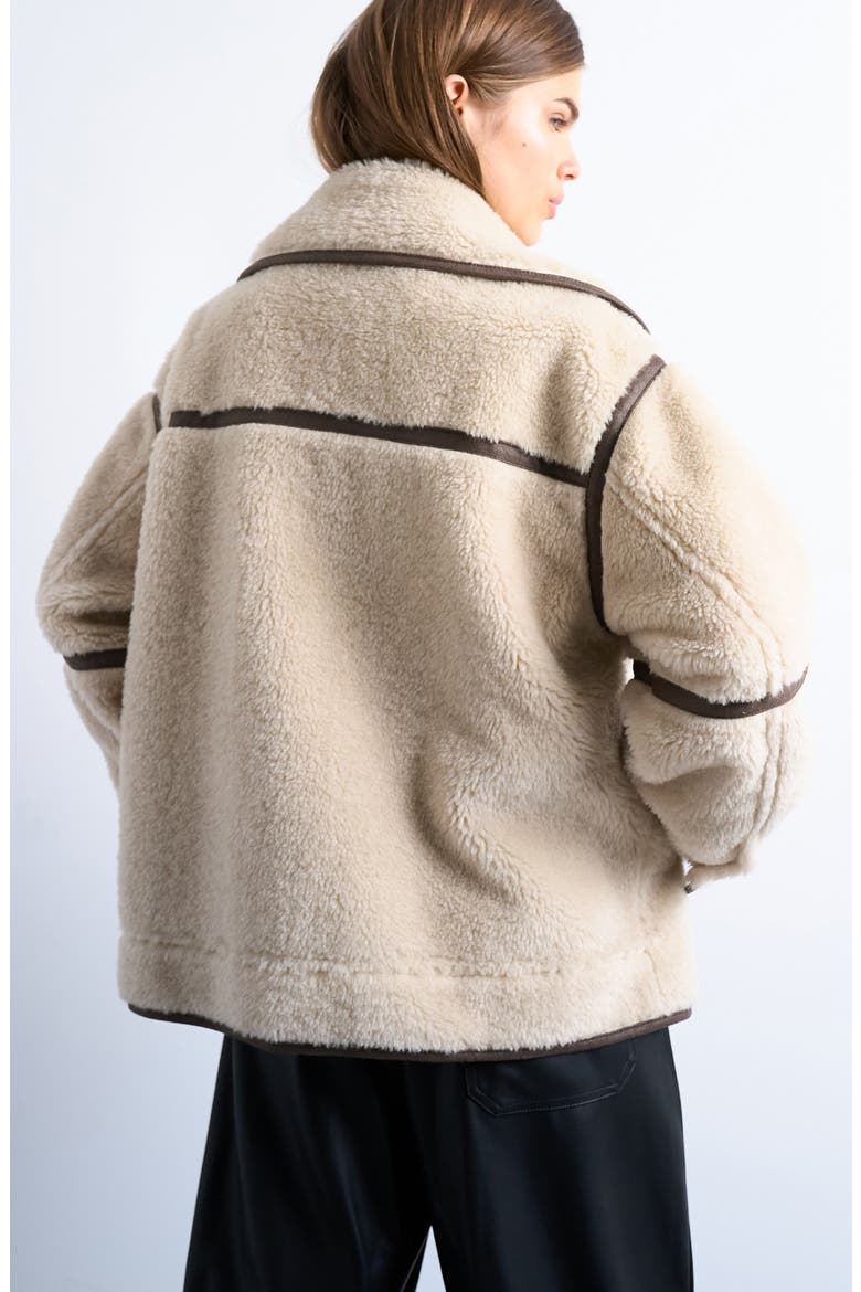 Faux Shearling Aviator Jacket, Alternate, color, BROWN