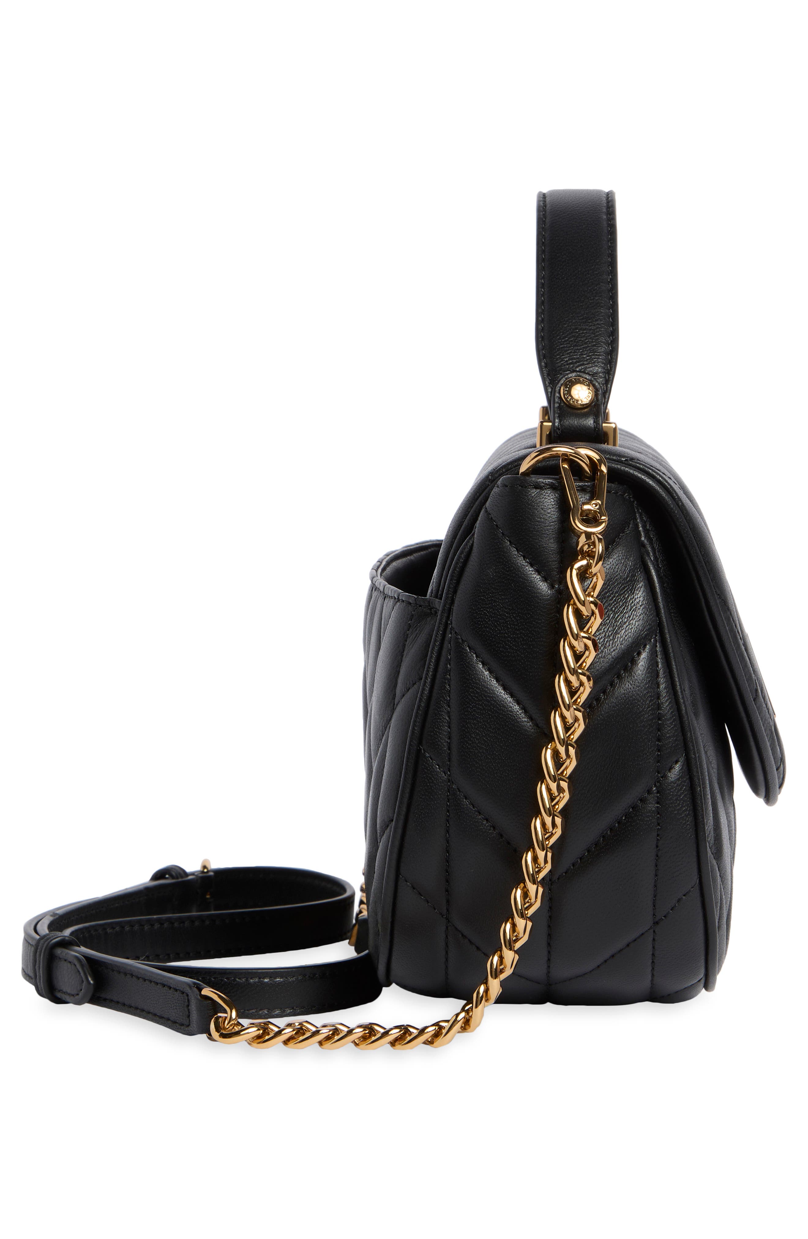 KARL LAGERFELD PARIS Lafayette Quilted Leather Satchel, Alternate, color, Black/ Gold