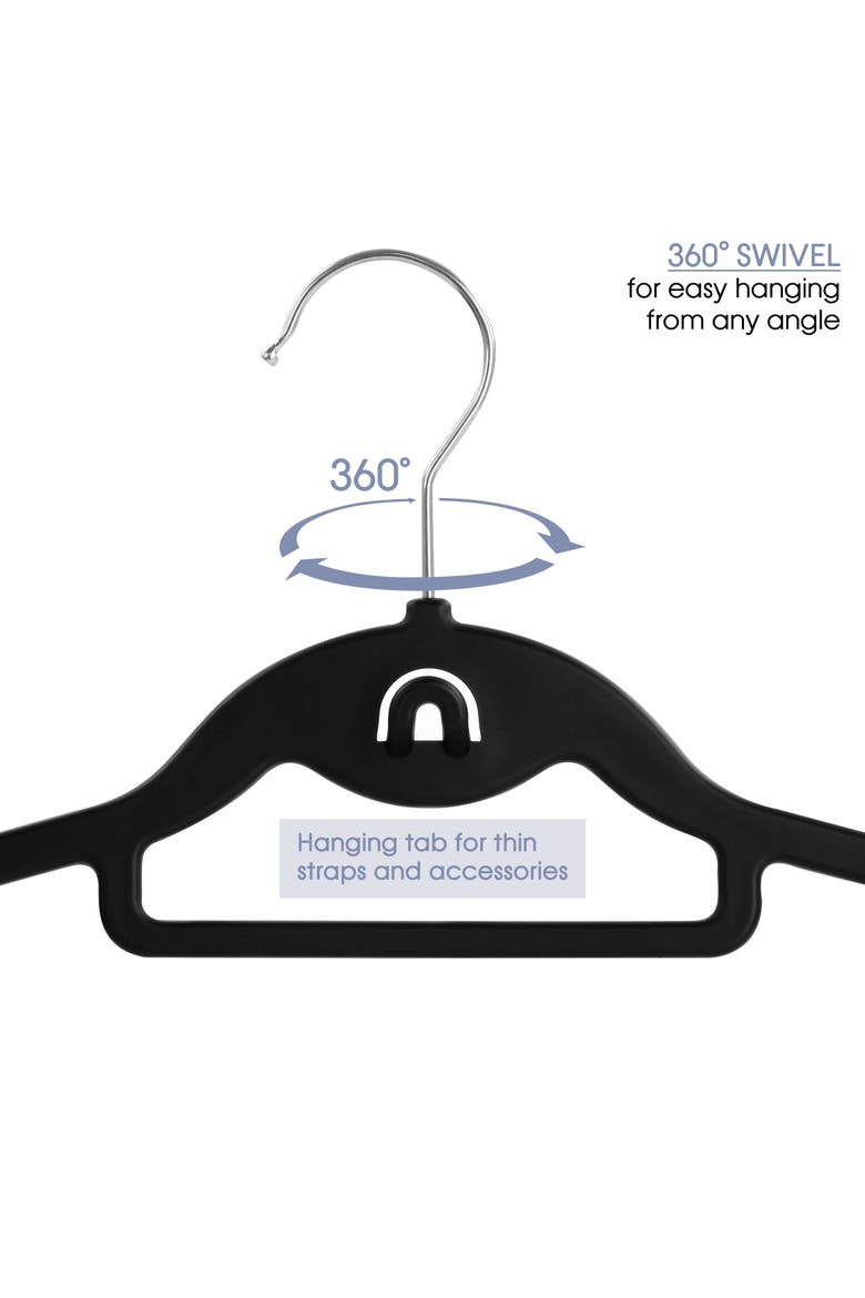 30 Piece Rubber Non Slip Hanger with Hanging Tab, Alternate, color, Black