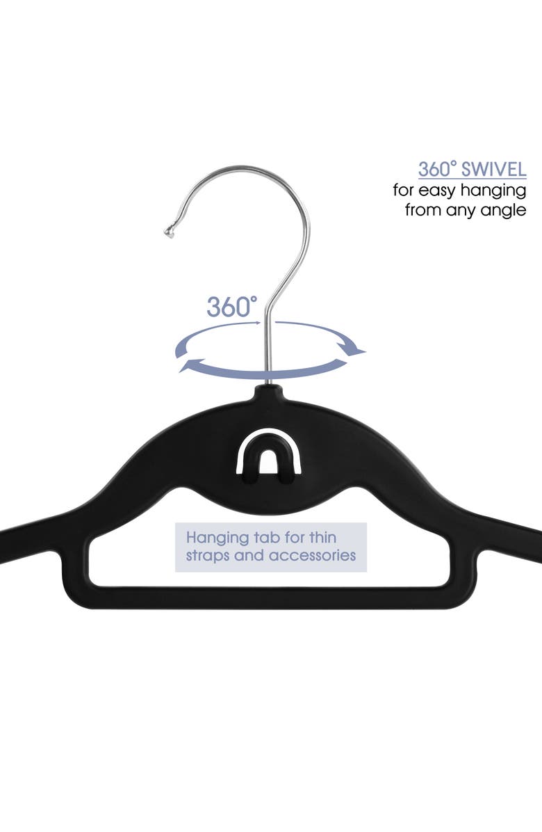 Elama Home 30 Piece Rubber Non Slip Hanger with Hanging Tab, Alternate, color, Black
