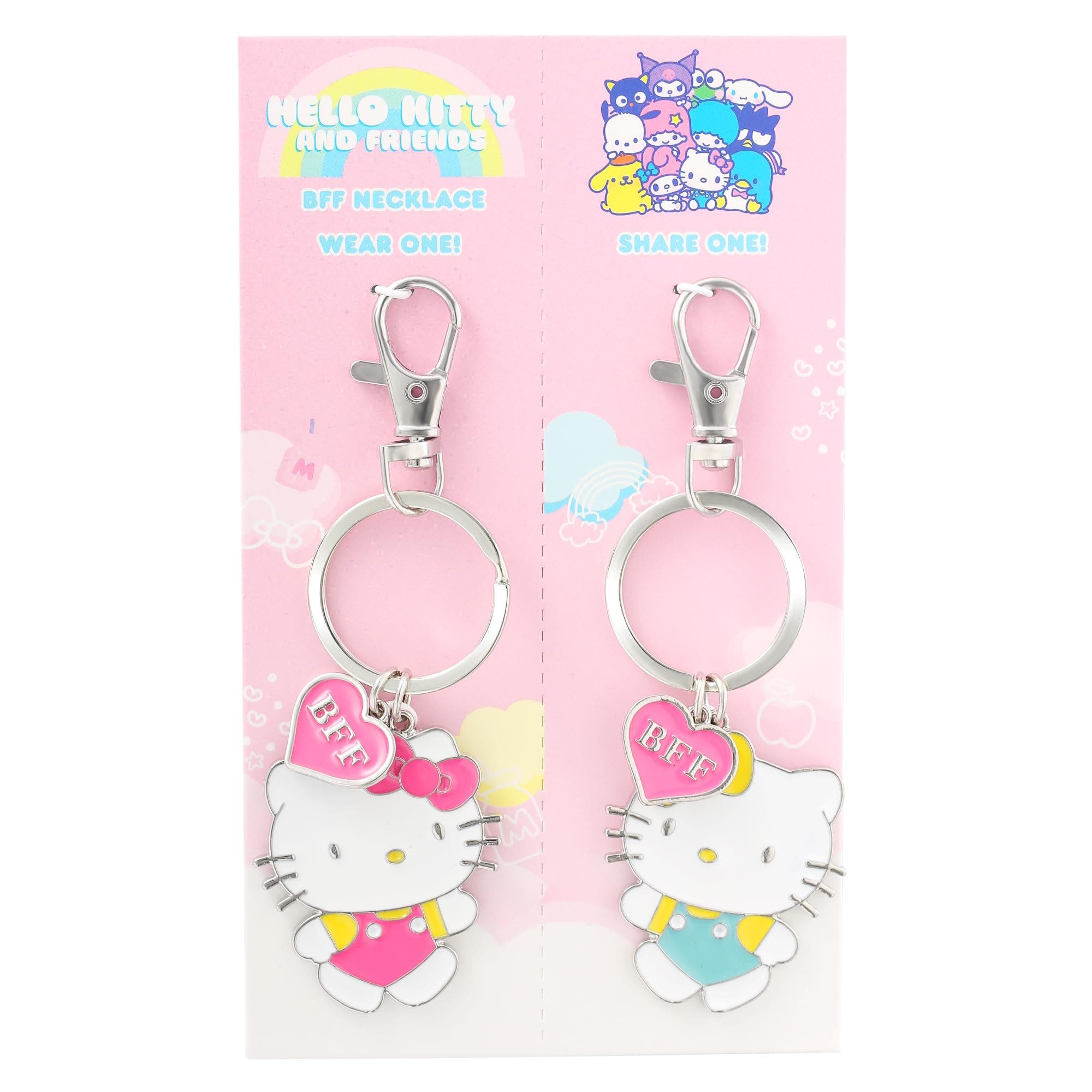 Hello Kitty BFF Keychain, Hello Kitty and Mimmy White, Set Of 2, Alternate, color, White, Silver
