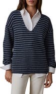 Faherty Miramar Stripe Deep V-Neck Sweater