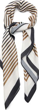 MANGO Geometric Stripe Satin Square Scarf