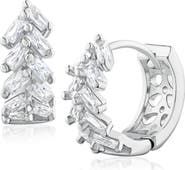 CZ by Kenneth Jay Lane Chevron Cubic Zirconia Huggie Hoop Earrings