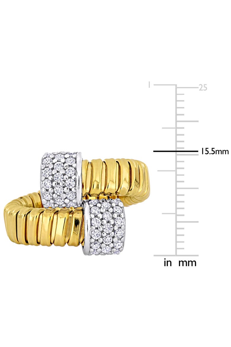 Cubic Zirconia Bypass Omega Ring, Alternate, color, Yellow-Plated