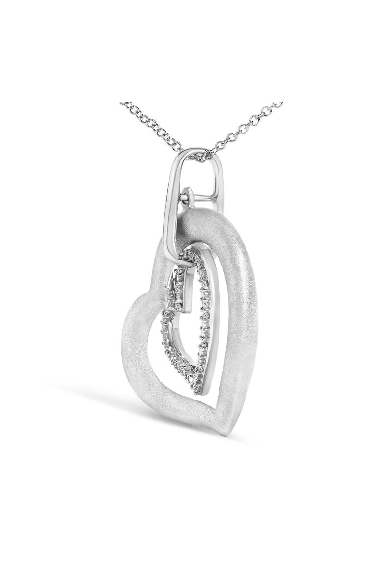 Haus of Brilliance Sterling Silver Diamond Accent Matte Finish Heart Pendant Necklace, Alternate, color, Silver