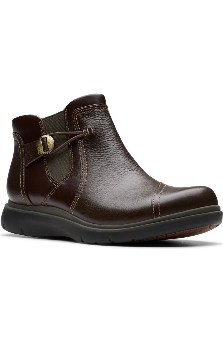 Clarks<sup>®</sup> Certina Joy Ankle Bootie, Main, color, Dark Brown Leather