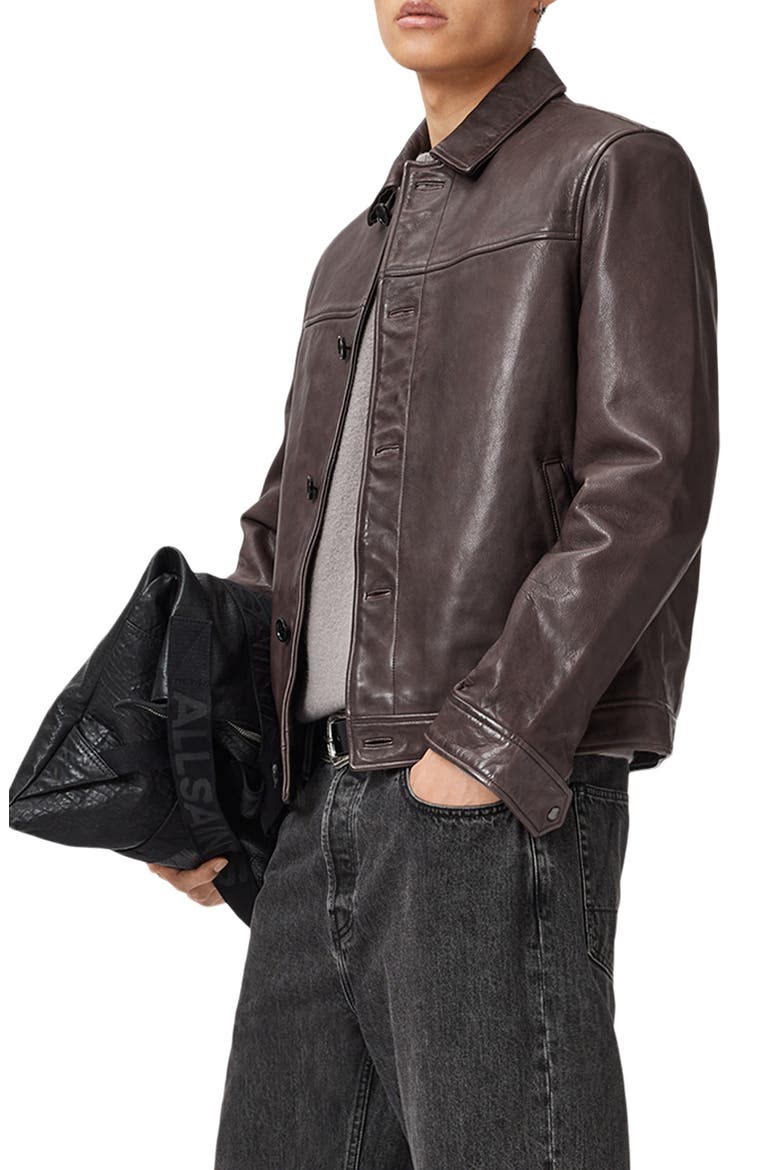 Nates Leather Jacket, Alternate, color, TRAIL BROWN