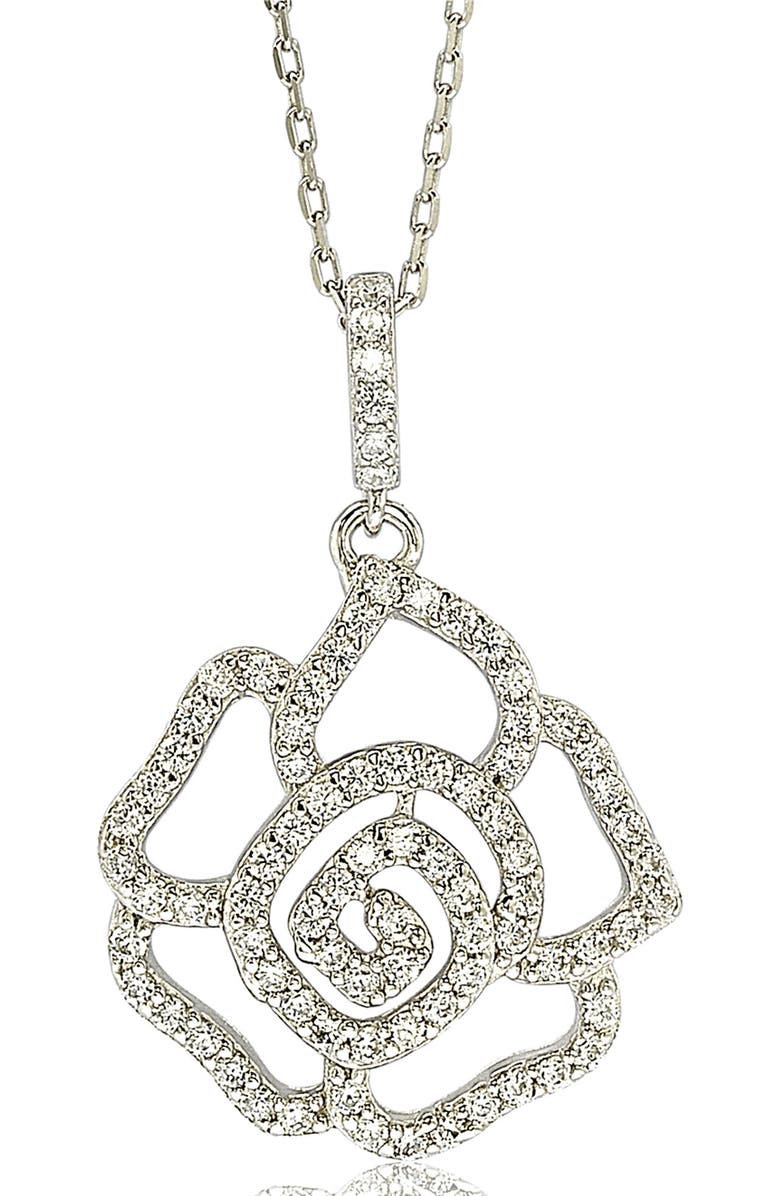 SUZY LEVIAN CZ Flower Pendant Necklace, Main, color,