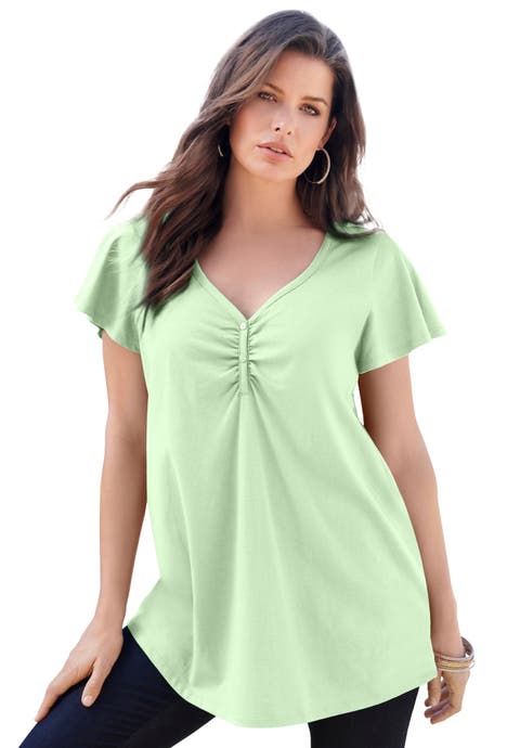 Plus Size Cotton Ultimate Flutter Sleeve Sweetheart Tee (Plus)