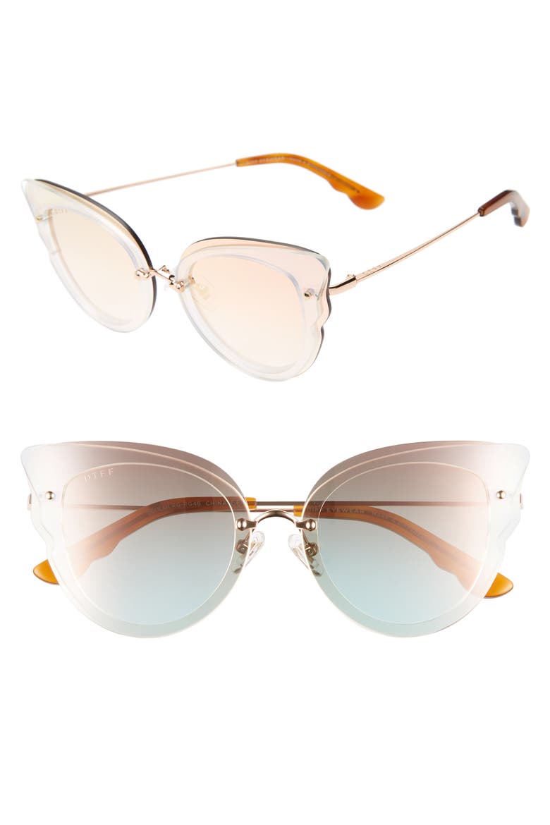 Delilah 49mm Cat Eye Sunglasses, Main, color, ROSE GOLD/ ROSE