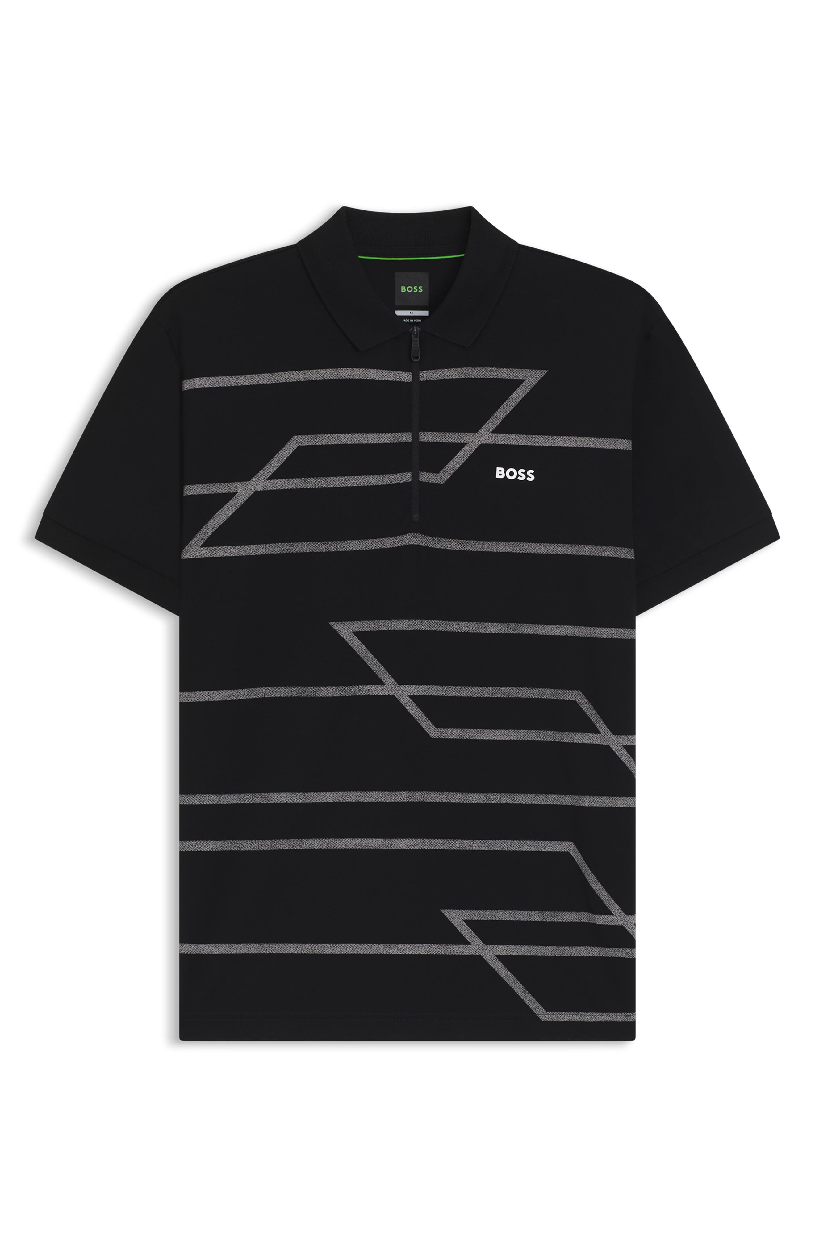 Phlix Geometric Print Cotton Zip Polo (Men) | Nordstrom