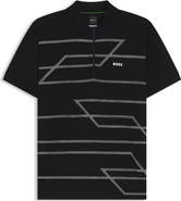 BOSS Phlix Geometric Print Cotton Zip Polo