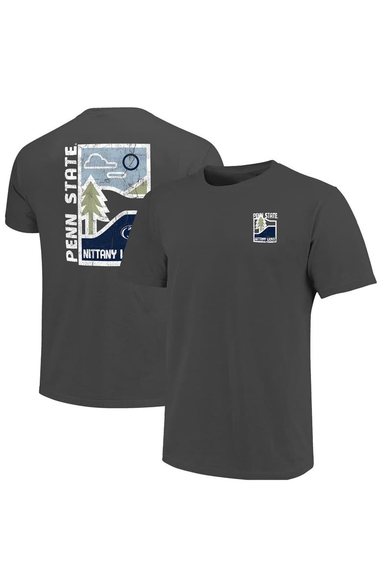 IMAGE ONE Men's Graphite Penn State Nittany Lions Comfort Colors Minimal Vista Distressed Graphics T-Shirt, Alternate, color,