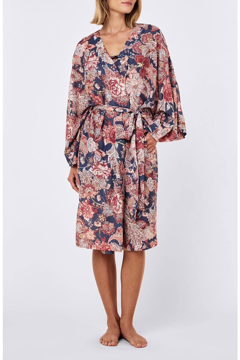 Ella Cotton & Silk Robe, Alternate, color, BLUE INDIGO