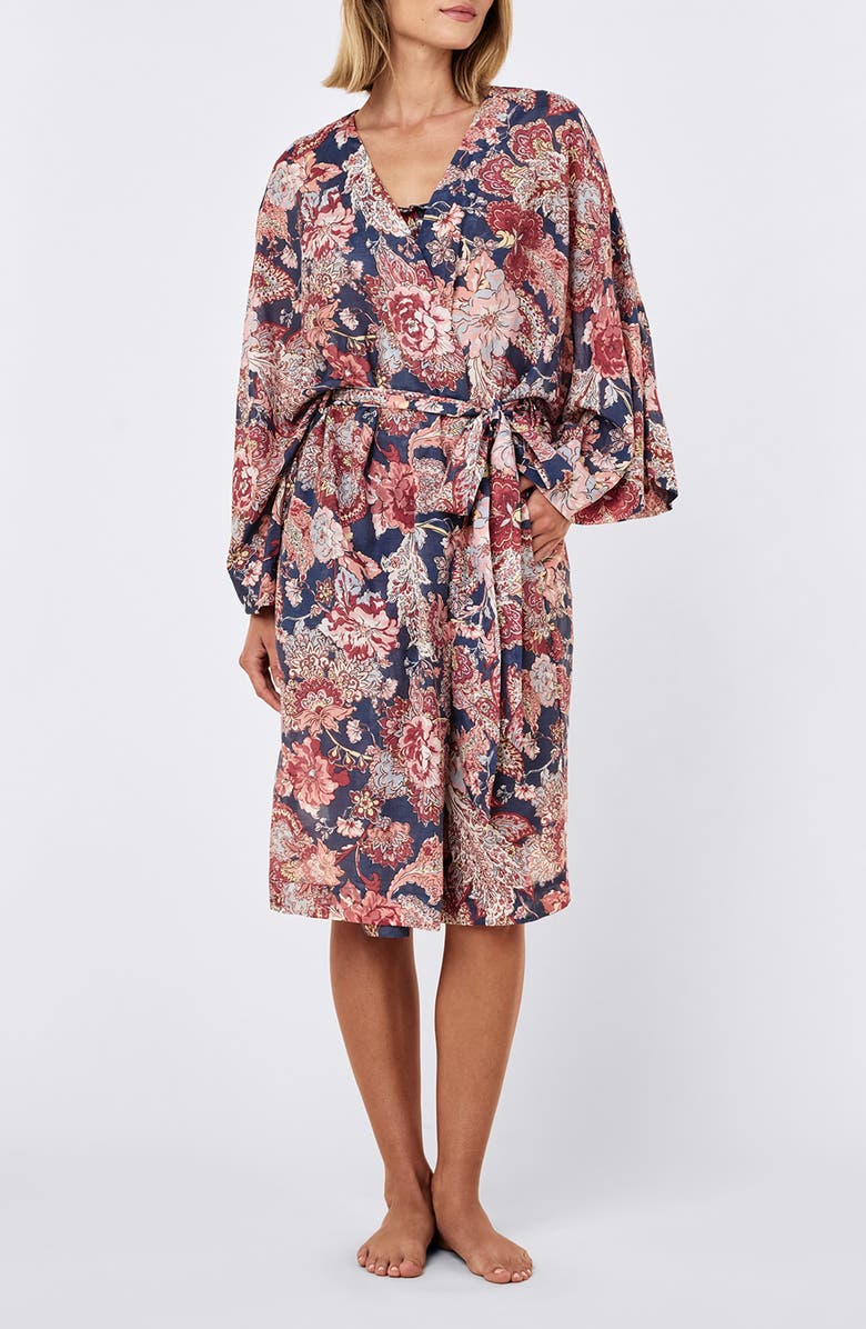 Papinelle Ella Cotton & Silk Robe, Alternate, color, Blue Indigo