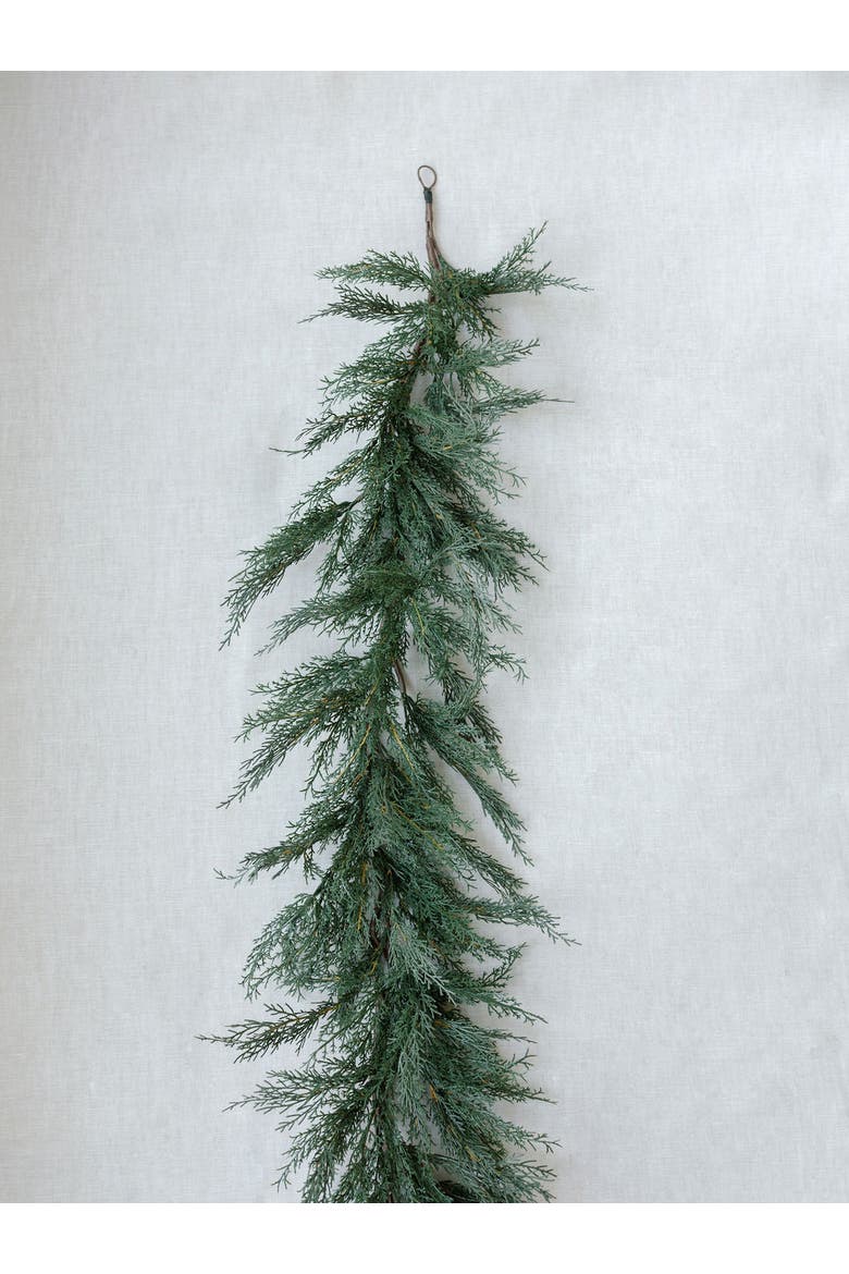 9' Faux Cedar Garland Evergreen, Alternate, color, Green