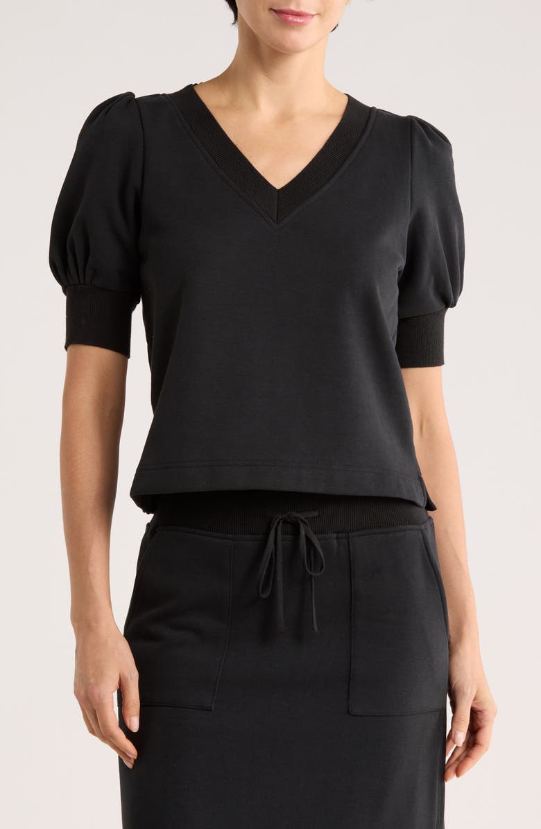 Splendid Puff Sleeve Sweater, Main, color, Black