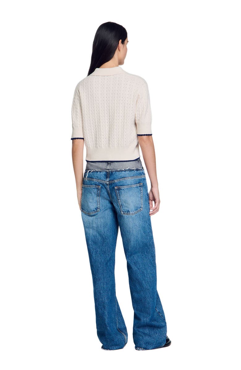 SANDRO Contrasting piping cropped sweater, Alternate, color, 