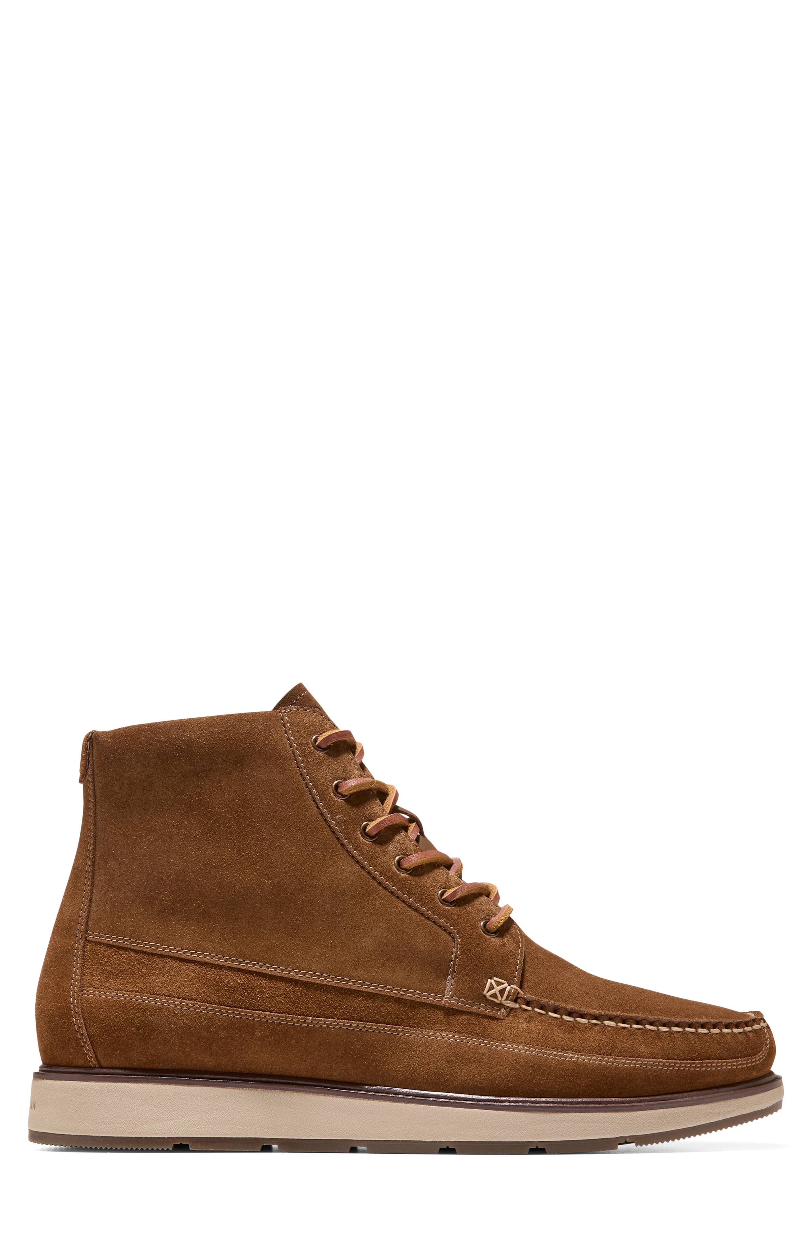 Cole Haan Muir Waterproof Moc Toe Boot, Alternate, color, Brown Suede/ Oat
