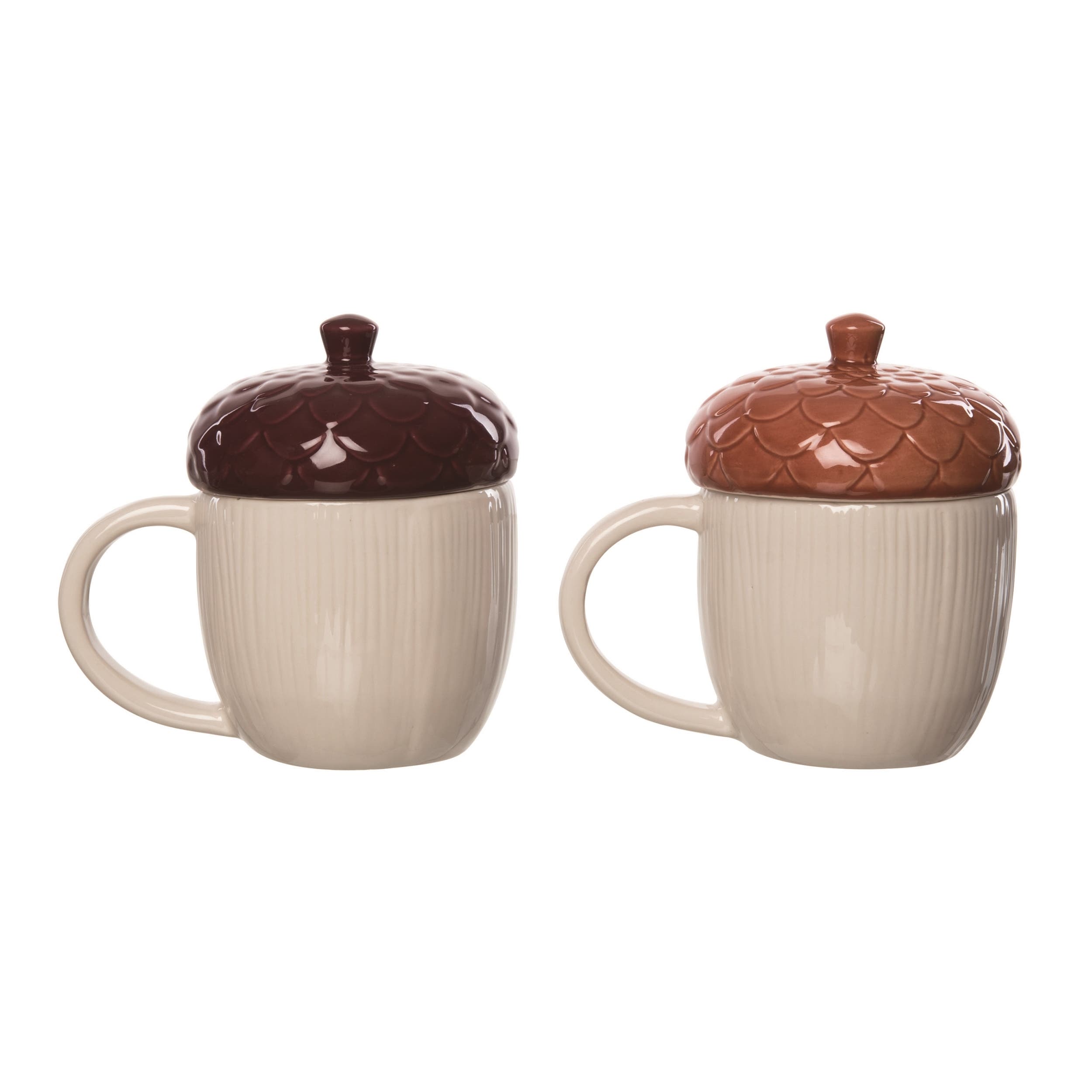 Transpac Stoneware Moody Acorn Mug Set Of 2 For Autumn Thanksgiving In Multi