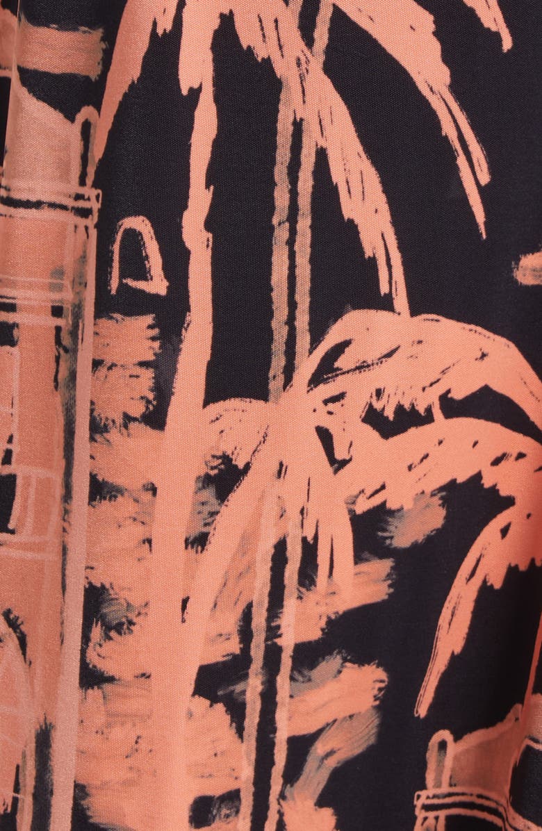 Johanna Ortiz Nuestra Tierra Landscape Print Cutout Shiny Jersey Dress, Alternate, color, Black / Peach