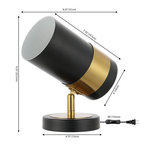 Jonathan Y Astra 9.25" Modern Industrial Iron Adjustable Indoor Led Floor Spotlight, Black/brass Gol In Black/brass Gold