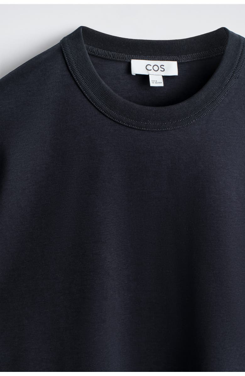 COS Interlock Cotton Crew-Neck T-Shirt, Alternate, color, Navy