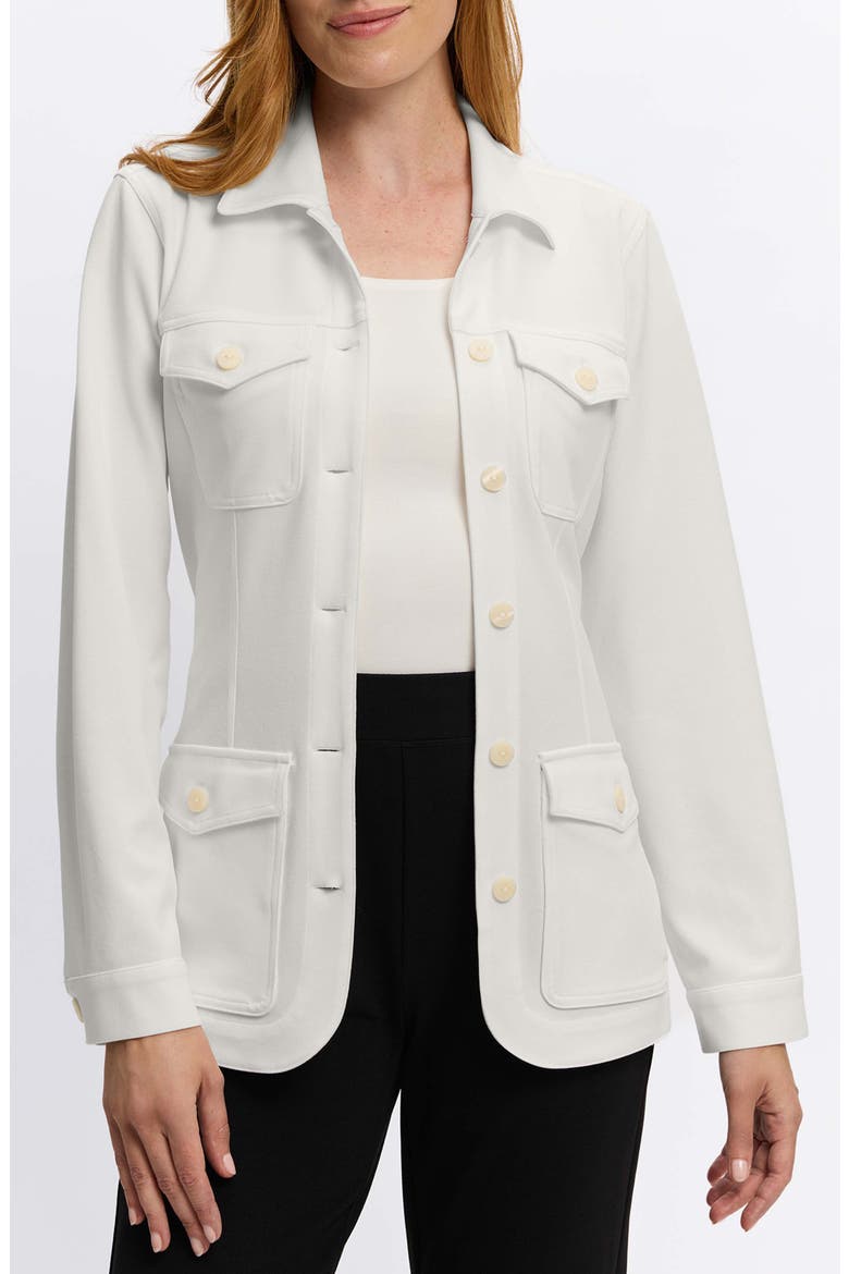 Stella Crepe Knit Utility Jacket, Main, color, ECRU