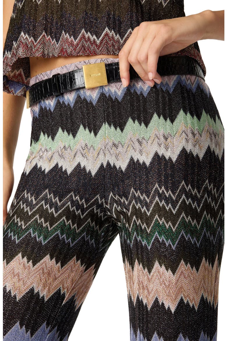 Cropped Trousers In Viscose Lamé Snake Motif, Alternate, color, Multicoloured