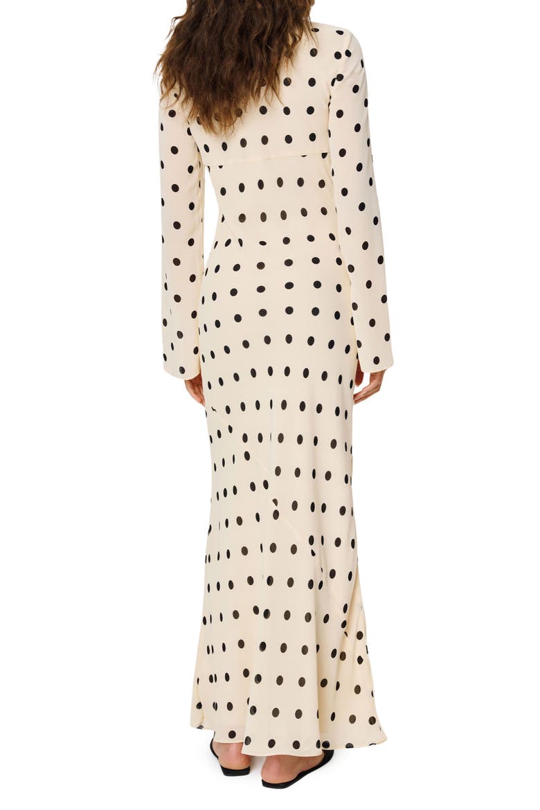 Esra Polka Dot Long Sleeve Maxi Dress, Alternate, color, SUNDAE DOT
