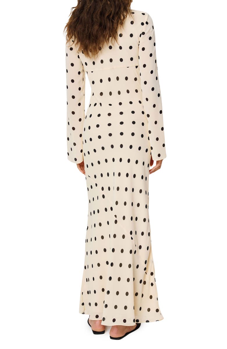 Reformation Esra Polka Dot Long Sleeve Maxi Dress, Alternate, color, Sundae Dot