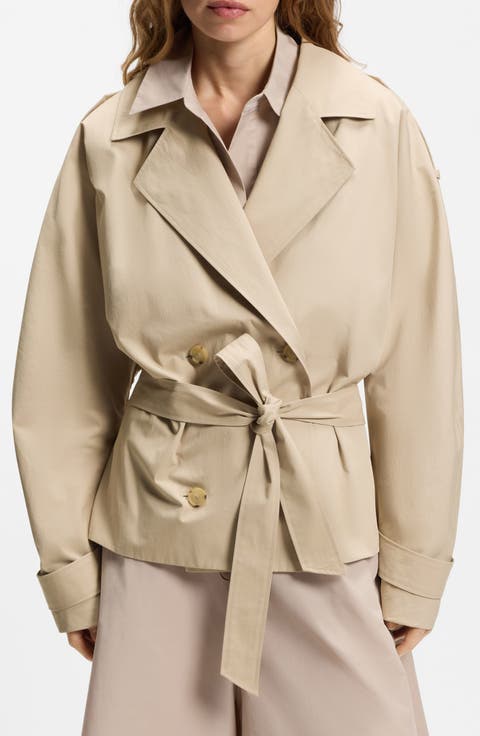 Cropped Cotton Trench Coat