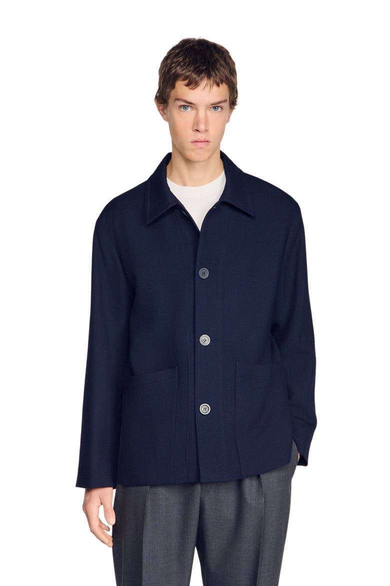 Buttoned wool worker jacket, Alternate, color, Midnight blue
