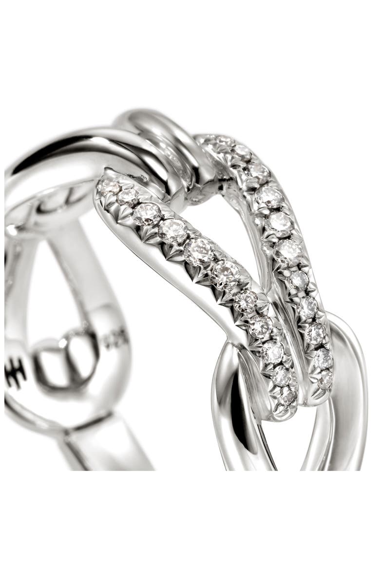 Surf Pavé Diamond Link Ring, Alternate, color, SILVER