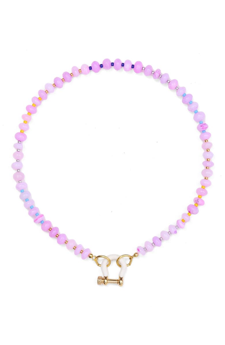 SHOP SPICY DAN Louie Pink Opal Gold Plated Necklace, Alternate, color, Pink