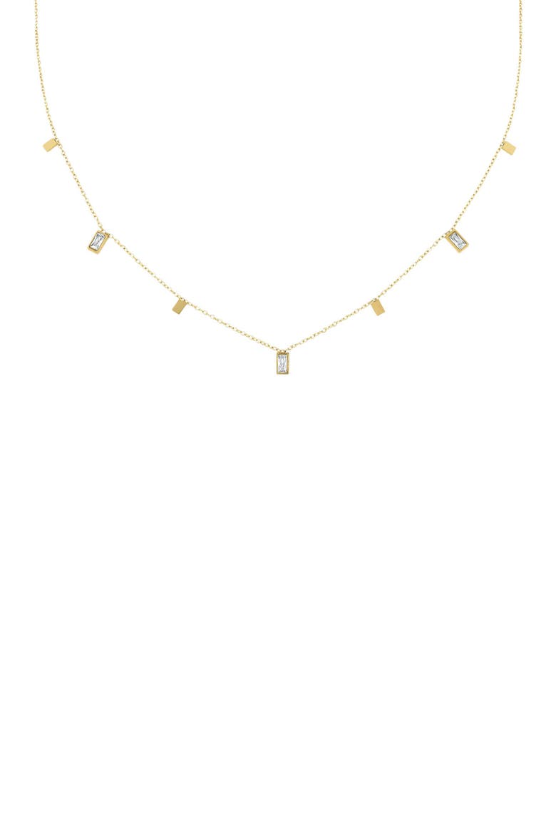 Baguette Cubic Zirconia Charm Necklace, Main, color, Gold