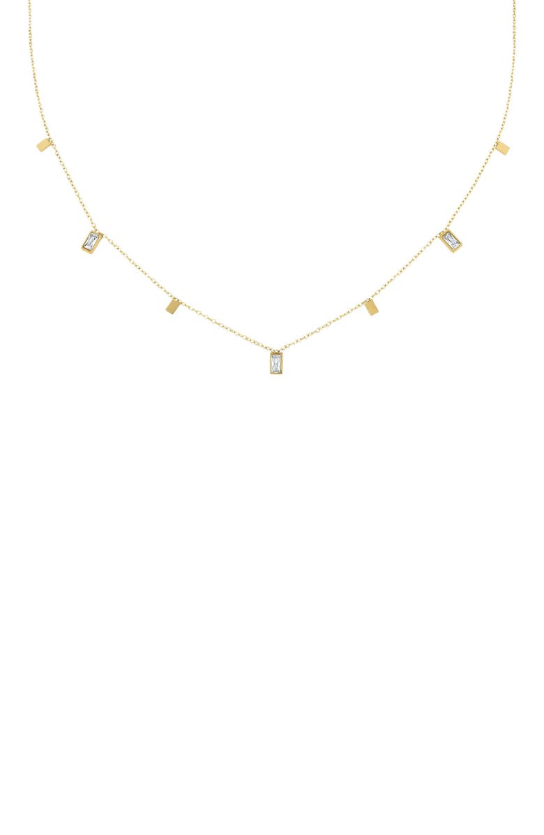 BEN ONI Baguette Cubic Zirconia Charm Necklace, Main, color, Gold