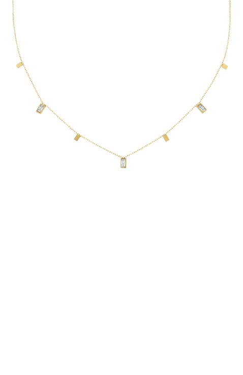 Baguette Cubic Zirconia Charm Necklace
