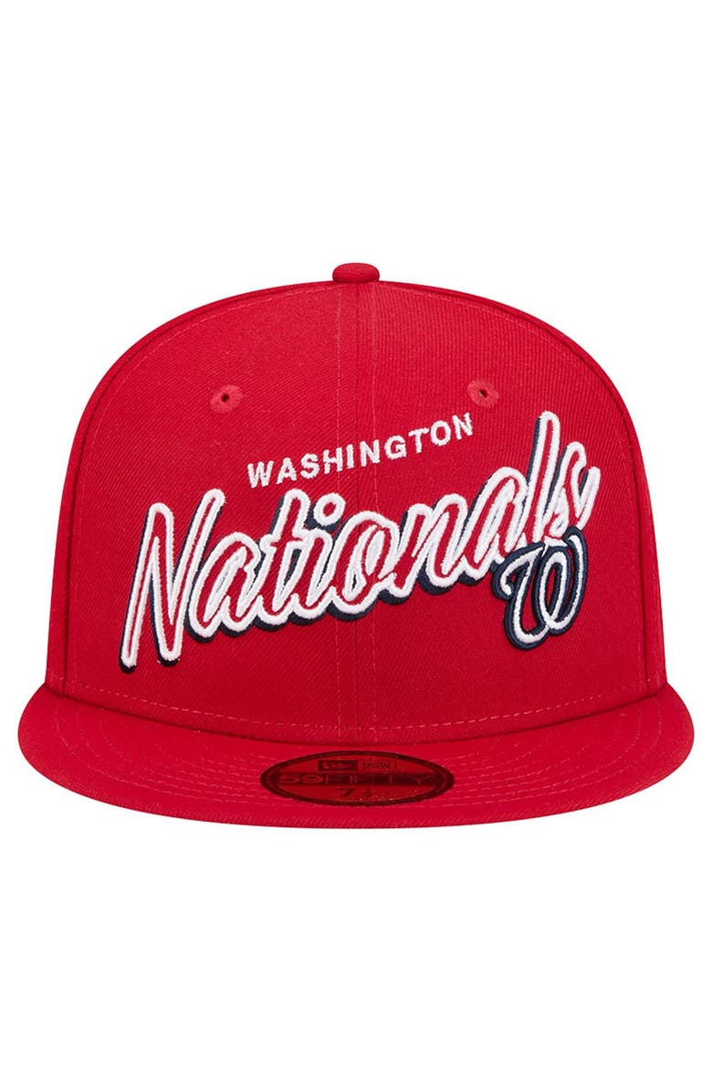 New Era Men's New Era Red Washington Nationals Script Sided 59FIFTY Fitted Hat, Alternate, color, Red