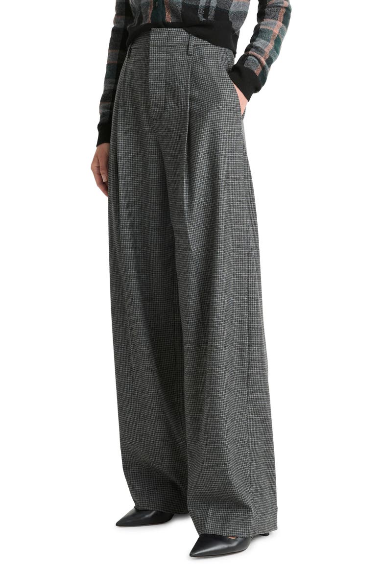 Microcheck High Waist Wide Leg Pants, Alternate, color, MICRO CHECK